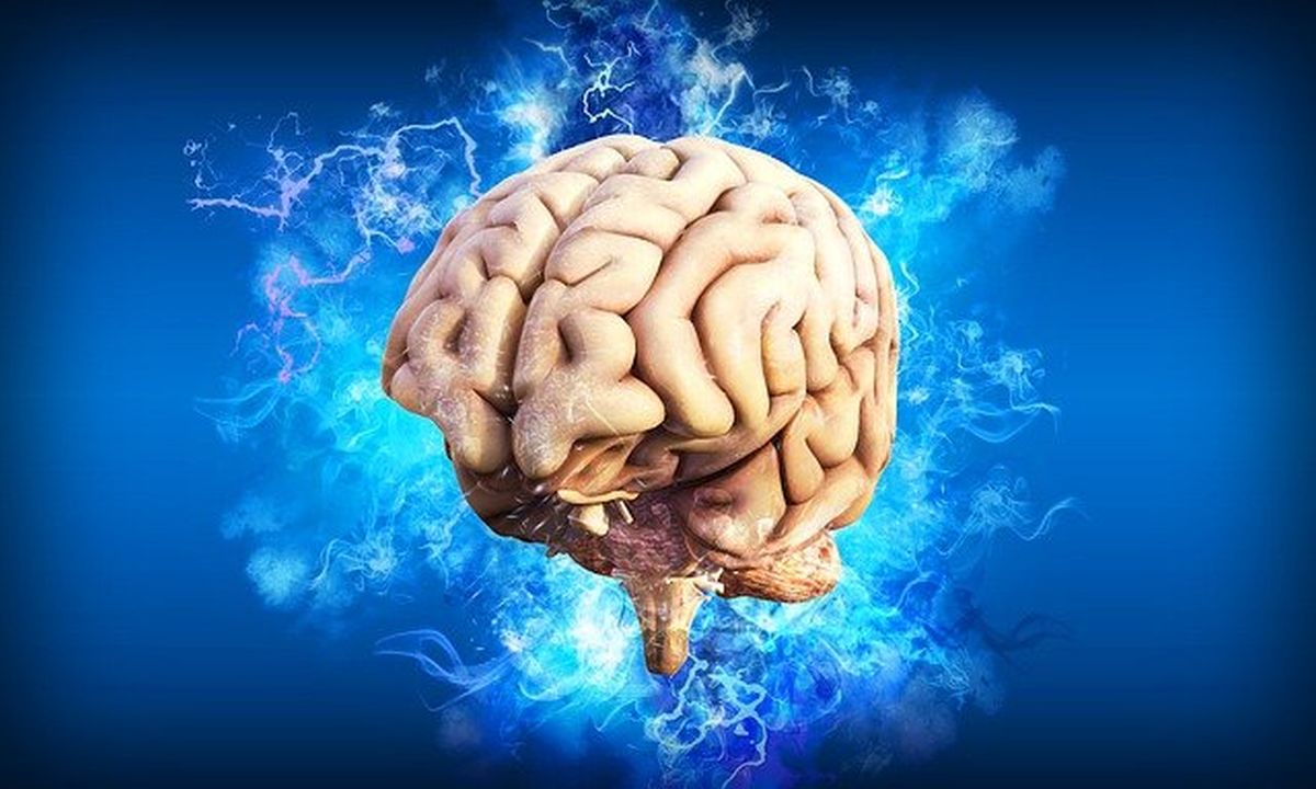 mozek modré pozadí