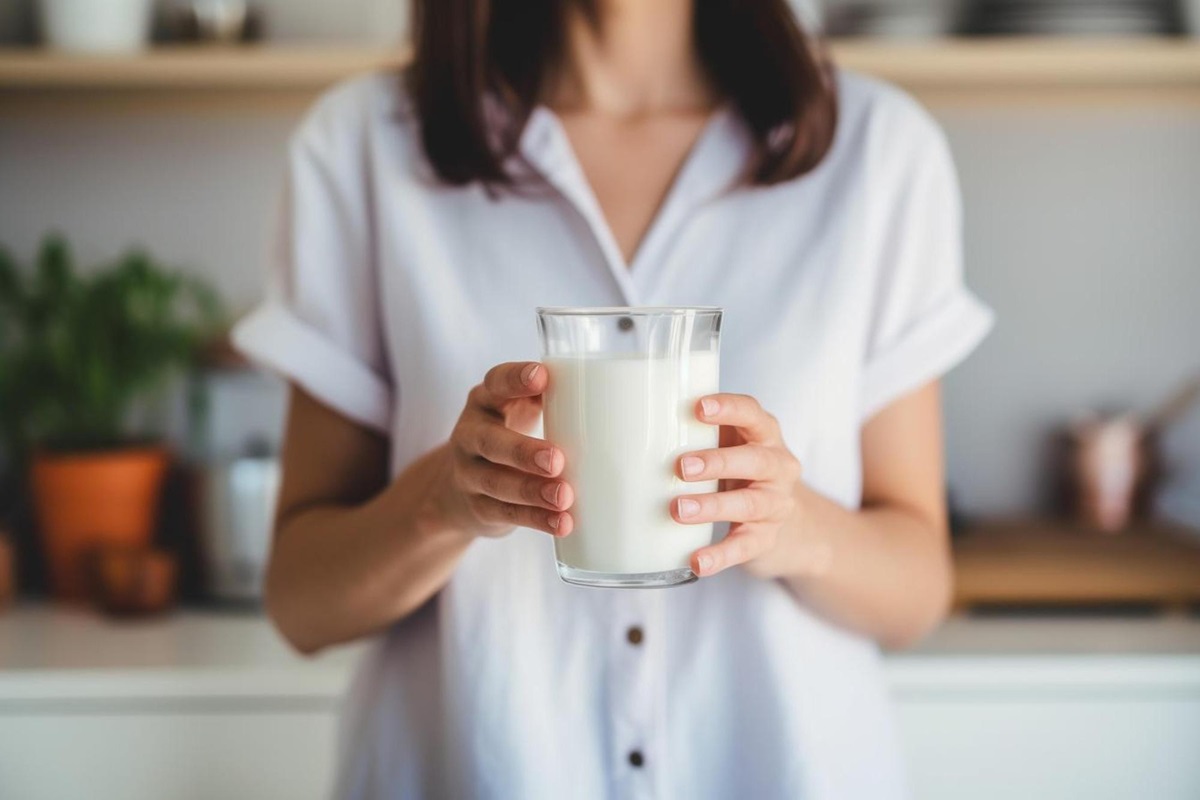 probiotika, mléko, sklenice